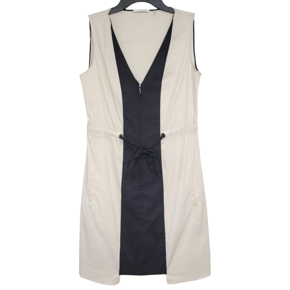 T Tahari Dresses & Skirts - T Tahari Cream & Black Color block Sleeveless 3/4 Zip Dress Size 2 NWOT